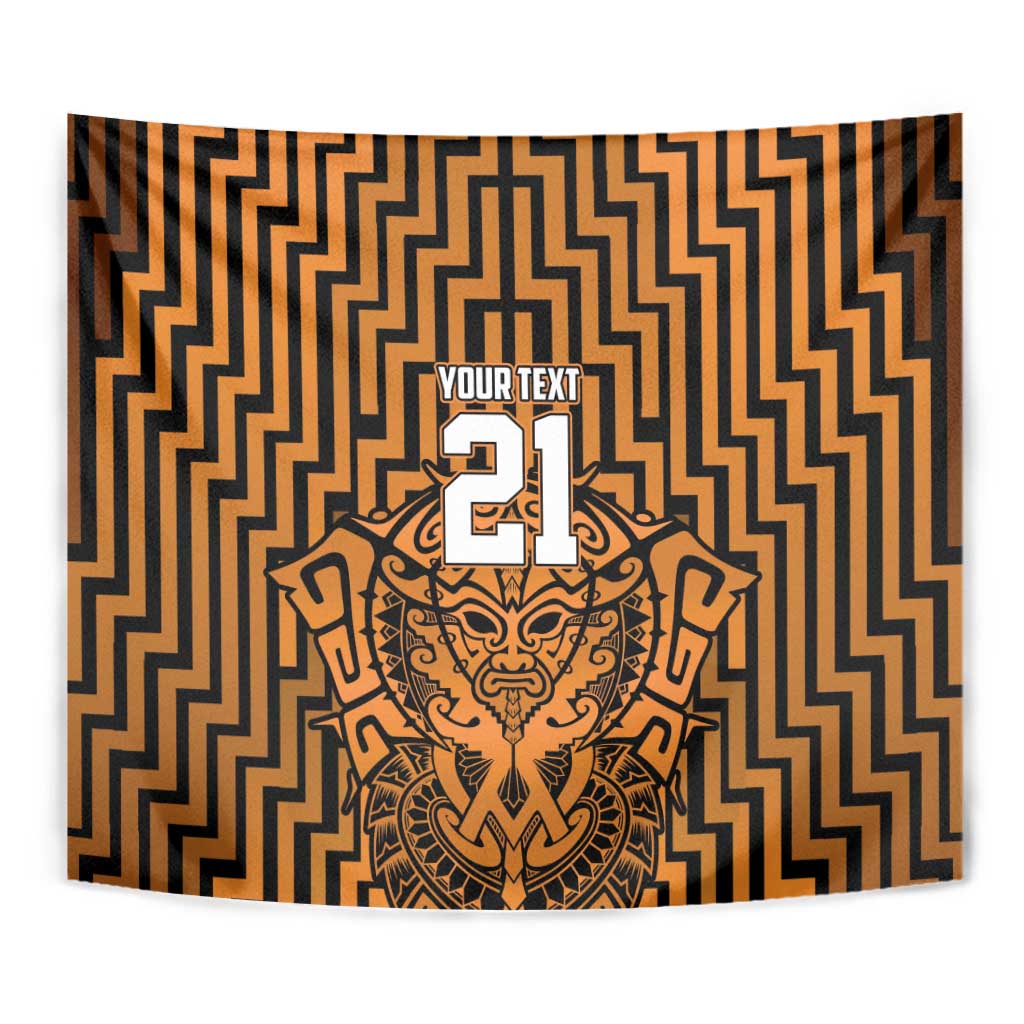 Custom Basketball New Zealand Tapestry Gold Maori Ta Moko Indigenous - Polynesian Pride