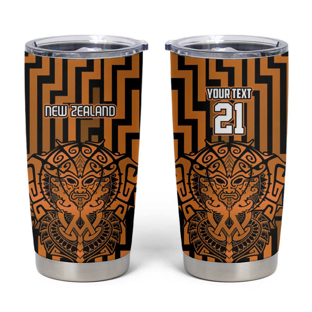 Custom Basketball New Zealand Tumbler Cup Gold Maori Ta Moko Indigenous - Polynesian Pride