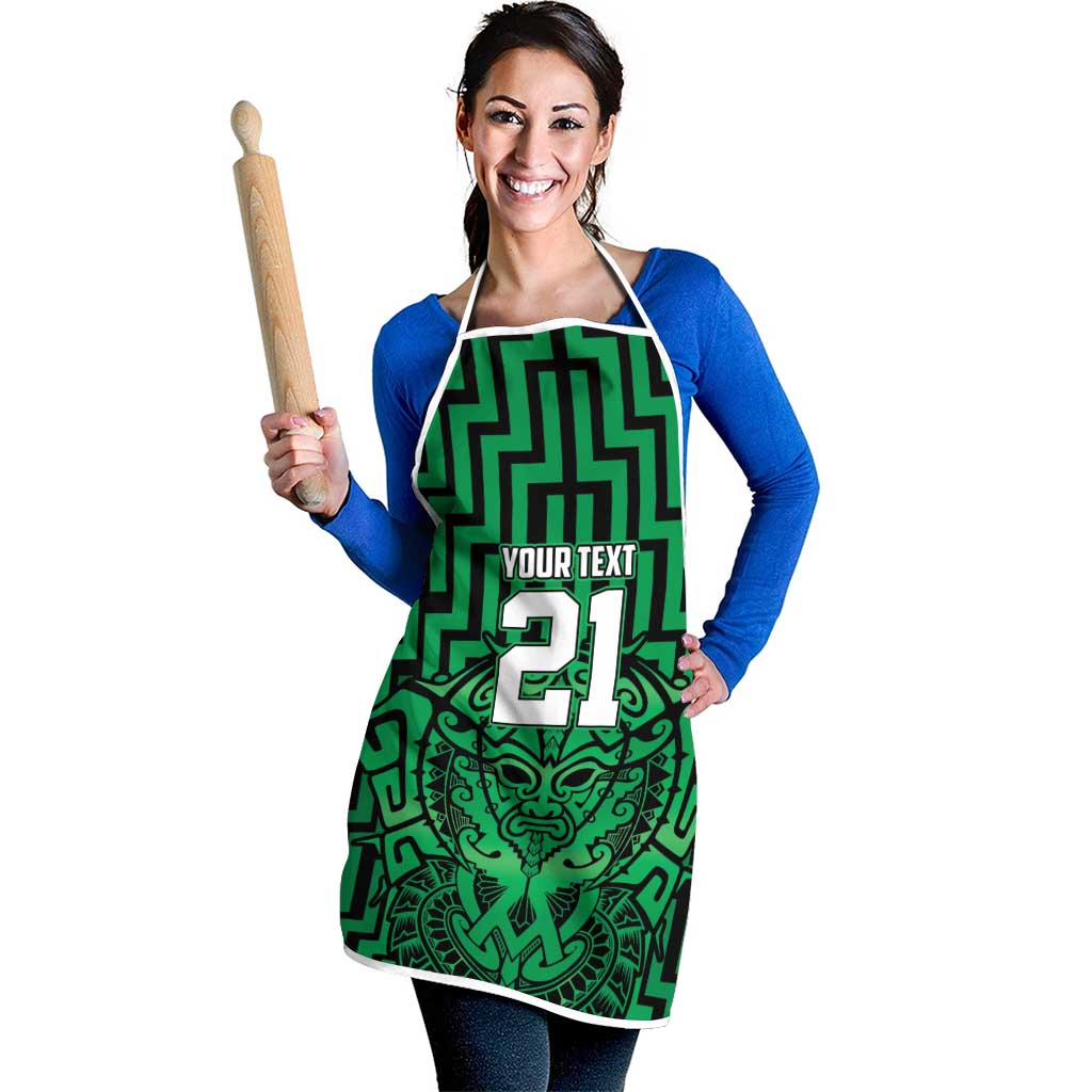 Custom Basketball New Zealand Apron Green Maori Ta Moko Indigenous - Polynesian Pride