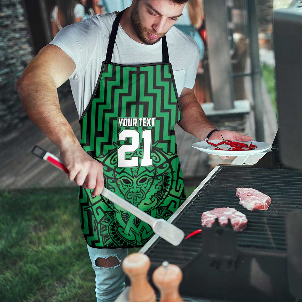 Custom Basketball New Zealand Apron Green Maori Ta Moko Indigenous - Polynesian Pride