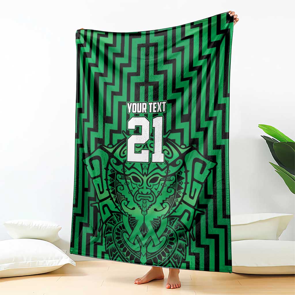 Custom Basketball New Zealand Blanket Green Maori Ta Moko Indigenous - Polynesian Pride