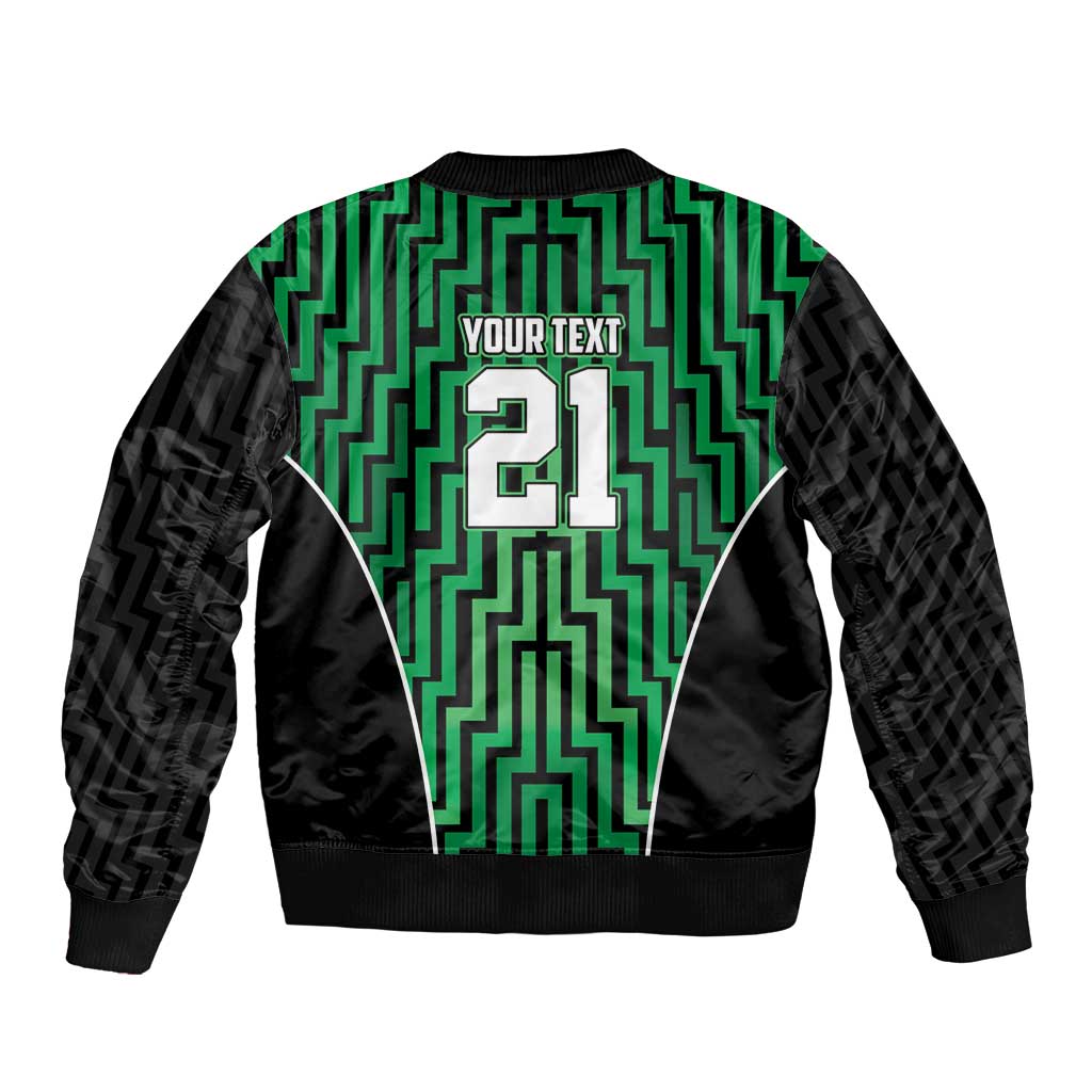 Custom Basketball New Zealand Bomber Jacket Green Maori Ta Moko Indigenous - Polynesian Pride