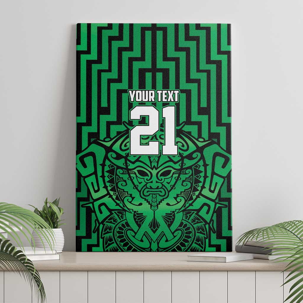 Custom Basketball New Zealand Canvas Wall Art Green Maori Ta Moko Indigenous - Polynesian Pride