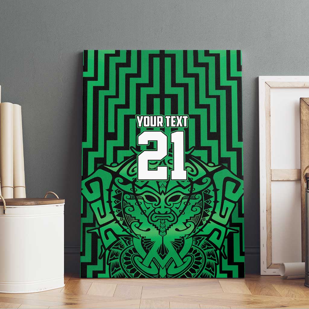 Custom Basketball New Zealand Canvas Wall Art Green Maori Ta Moko Indigenous - Polynesian Pride