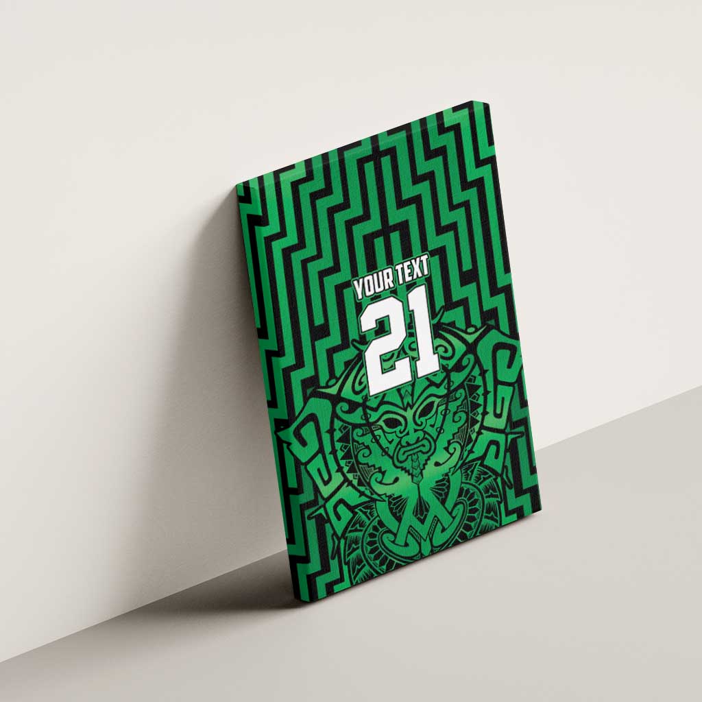 Custom Basketball New Zealand Canvas Wall Art Green Maori Ta Moko Indigenous - Polynesian Pride