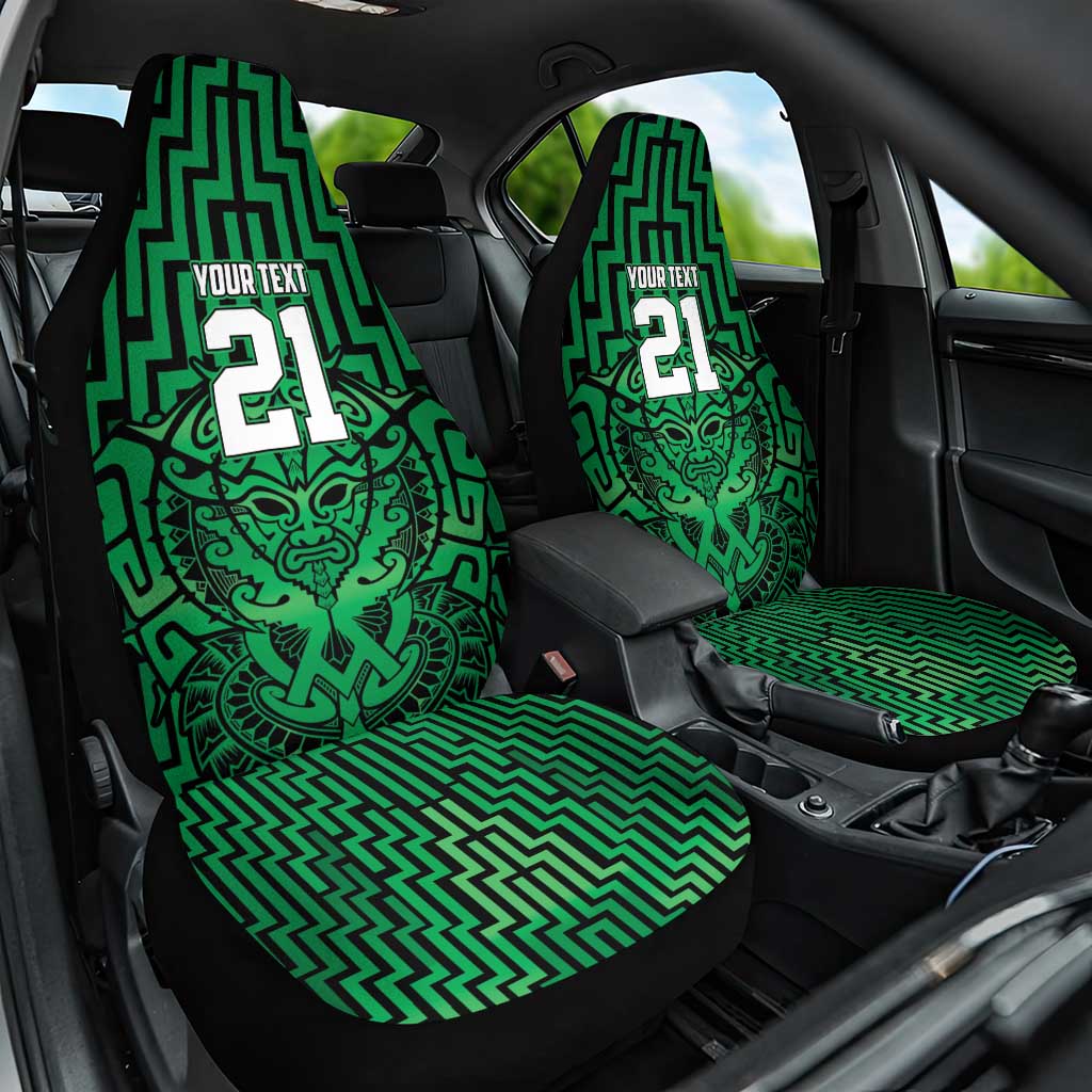 Custom Basketball New Zealand Car Seat Cover Green Maori Ta Moko Indigenous - Polynesian Pride