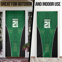 Custom Basketball New Zealand Door Cover Green Maori Ta Moko Indigenous - Polynesian Pride
