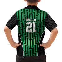 Custom Basketball New Zealand Family Matching Off The Shoulder Long Sleeve Dress and Hawaiian Shirt Green Maori Ta Moko Indigenous - Polynesian Pride