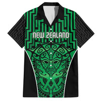 Custom Basketball New Zealand Family Matching Off The Shoulder Long Sleeve Dress and Hawaiian Shirt Green Maori Ta Moko Indigenous - Polynesian Pride