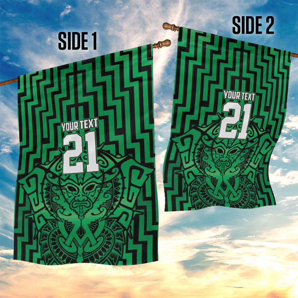 Custom Basketball New Zealand Garden Flag Green Maori Ta Moko Indigenous - Polynesian Pride