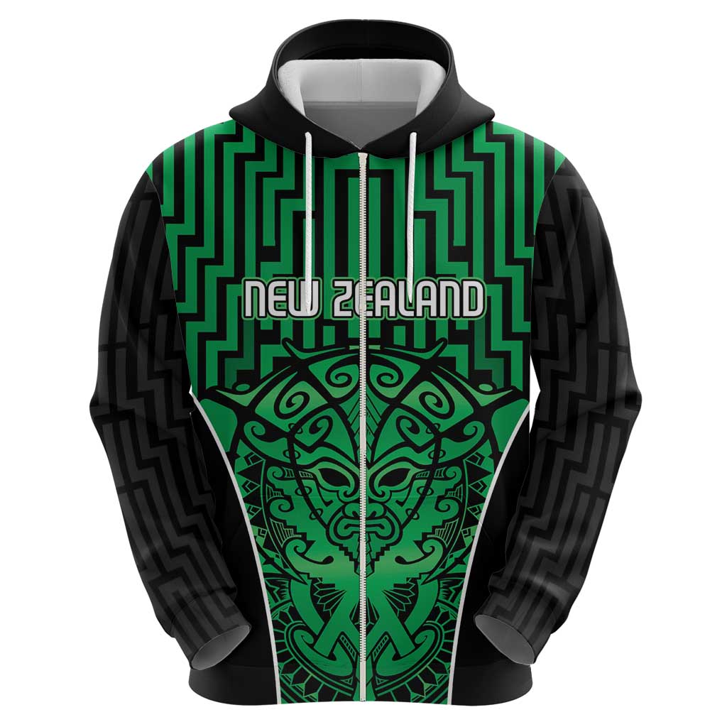 Custom Basketball New Zealand Hoodie Green Maori Ta Moko Indigenous - Polynesian Pride