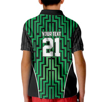 Custom Basketball New Zealand Kid Polo Shirt Green Maori Ta Moko Indigenous - Polynesian Pride
