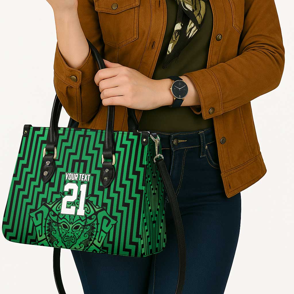 Custom Basketball New Zealand Leather Bag Green Maori Ta Moko Indigenous - Polynesian Pride