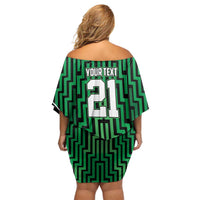 Custom Basketball New Zealand Off Shoulder Short Dress Green Maori Ta Moko Indigenous - Polynesian Pride