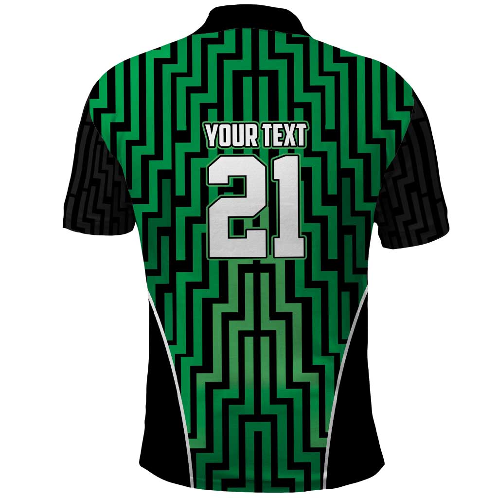 Custom Basketball New Zealand Polo Shirt Green Maori Ta Moko Indigenous - Polynesian Pride