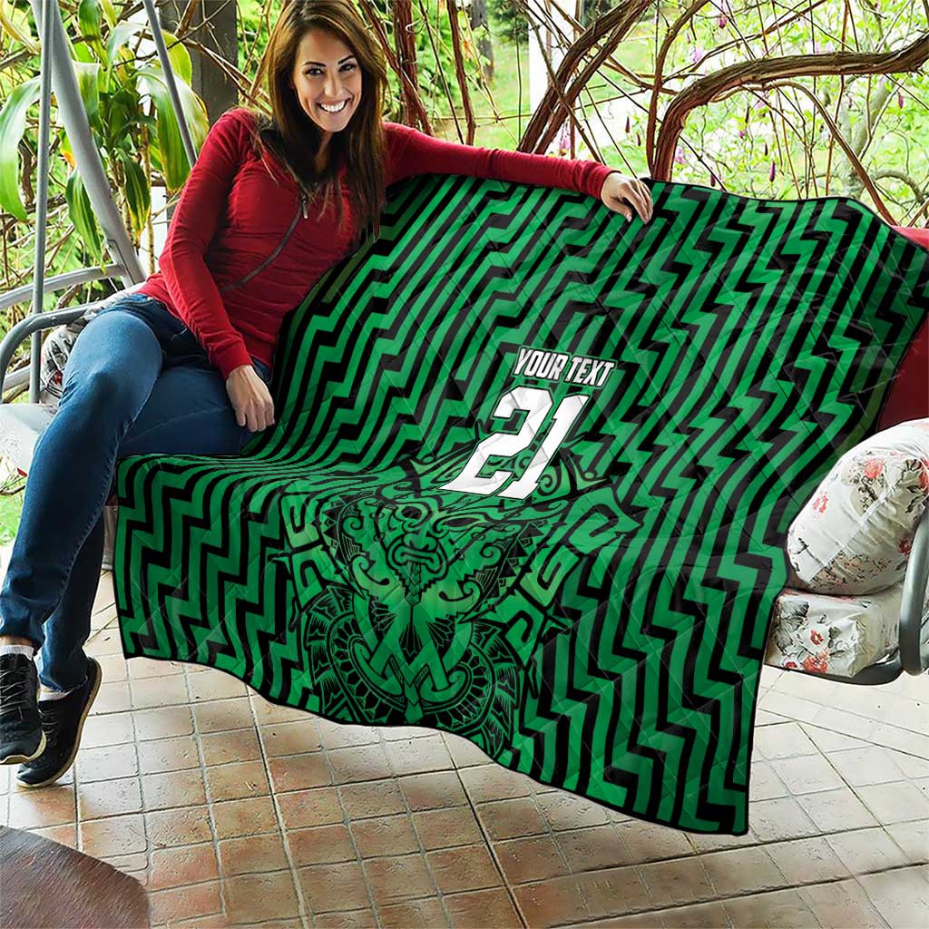 Custom Basketball New Zealand Quilt Green Maori Ta Moko Indigenous - Polynesian Pride