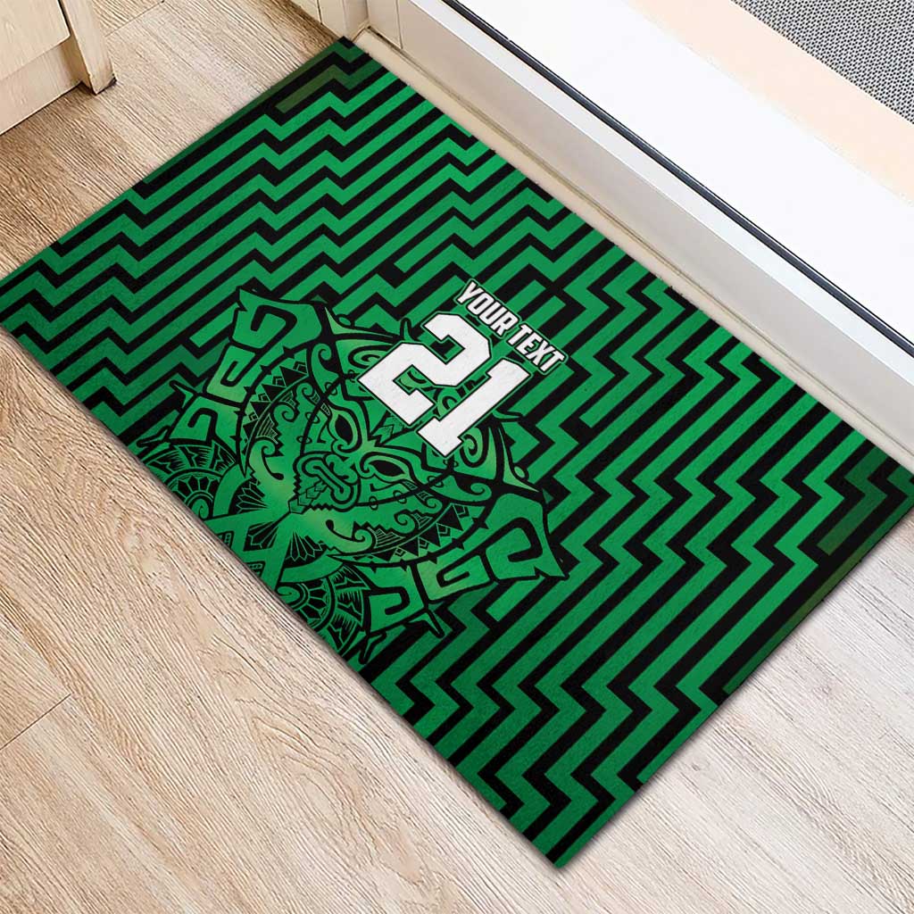 Custom Basketball New Zealand Rubber Doormat Green Maori Ta Moko Indigenous - Polynesian Pride