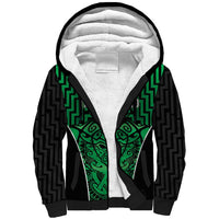 Custom Basketball New Zealand Sherpa Hoodie Green Maori Ta Moko Indigenous - Polynesian Pride