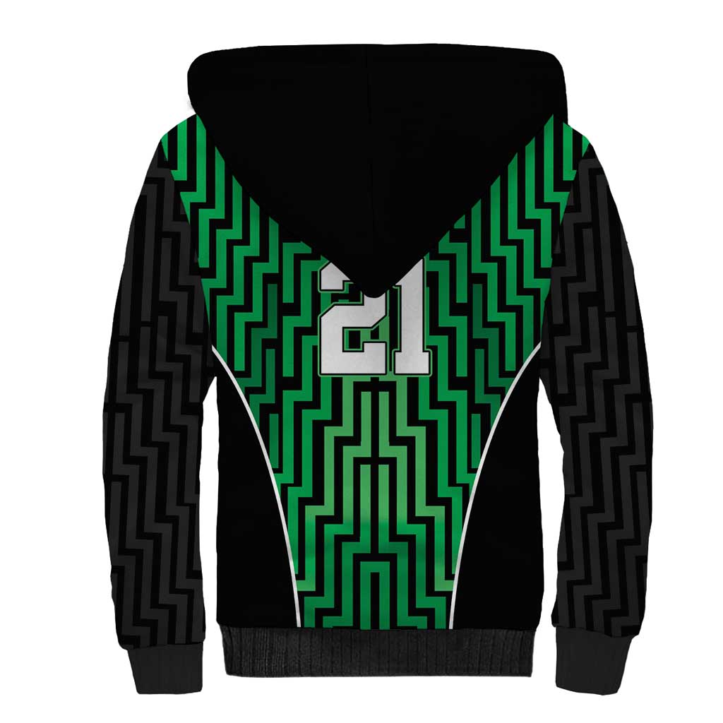 Custom Basketball New Zealand Sherpa Hoodie Green Maori Ta Moko Indigenous - Polynesian Pride