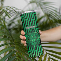 Custom Basketball New Zealand Skinny Tumbler Green Maori Ta Moko Indigenous - Polynesian Pride