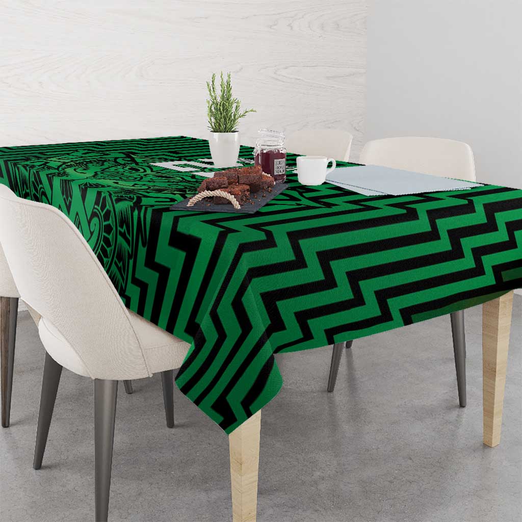 Custom Basketball New Zealand Tablecloth Green Maori Ta Moko Indigenous - Polynesian Pride