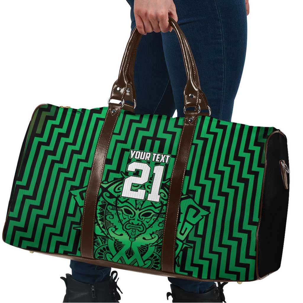 Custom Basketball New Zealand Travel Bag Green Maori Ta Moko Indigenous - Polynesian Pride
