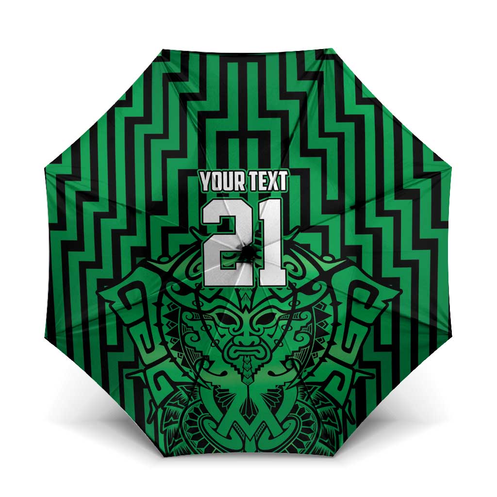 Custom Basketball New Zealand Umbrella Green Maori Ta Moko Indigenous - Polynesian Pride