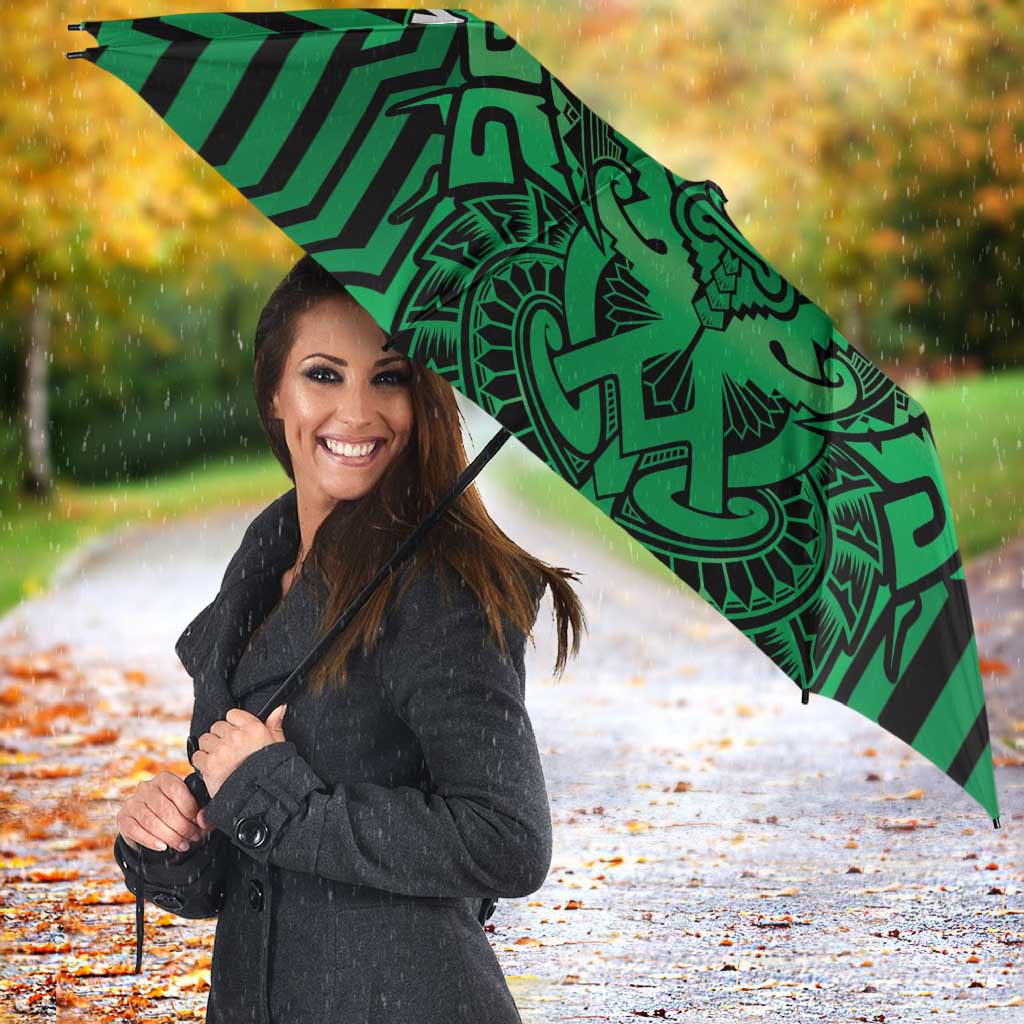 Custom Basketball New Zealand Umbrella Green Maori Ta Moko Indigenous - Polynesian Pride