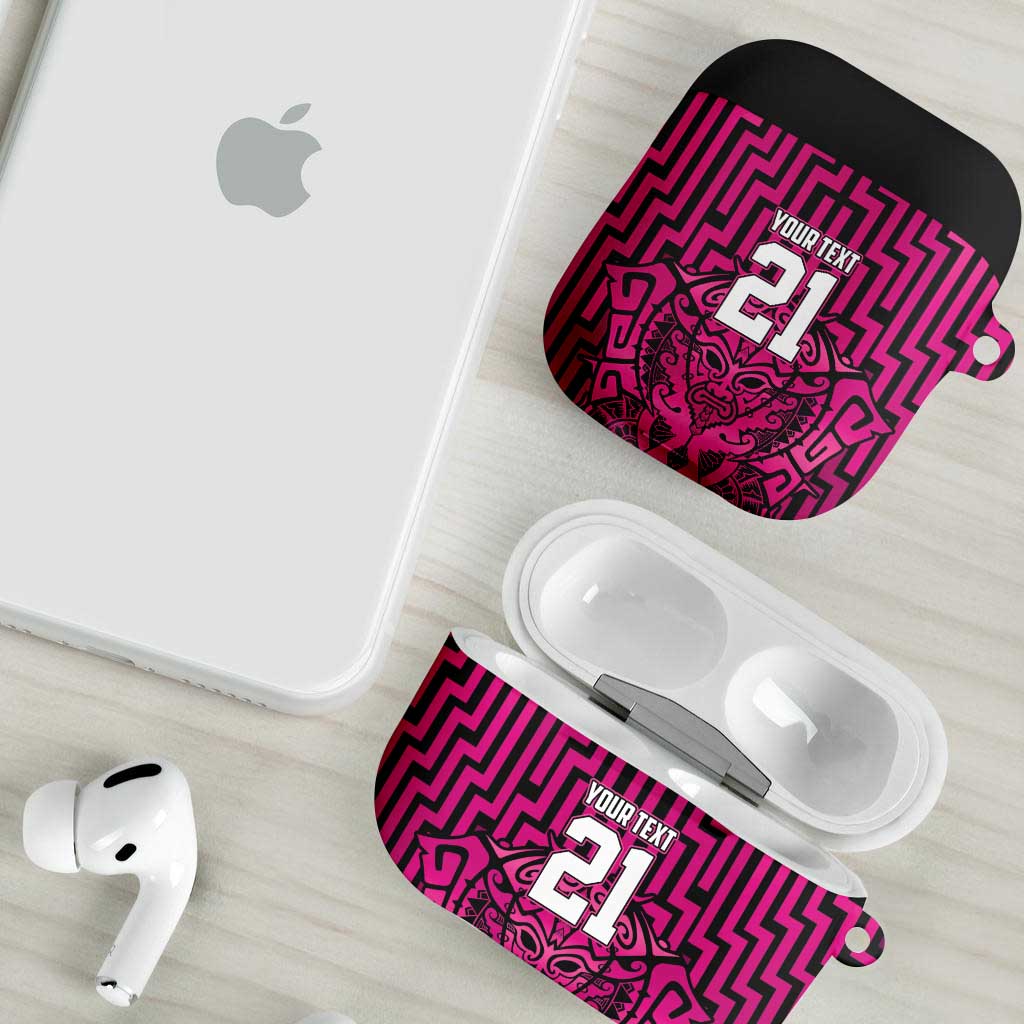 Custom Basketball New Zealand AirPods Case Pink Maori Ta Moko Indigenous - Polynesian Pride