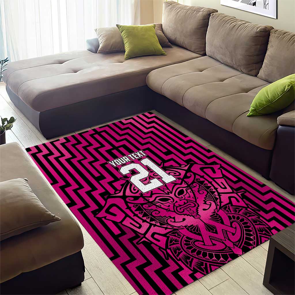 Custom Basketball New Zealand Area Rug Pink Maori Ta Moko Indigenous - Polynesian Pride