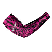 Custom Basketball New Zealand Arm Sleeves Pink Maori Ta Moko Indigenous - Polynesian Pride