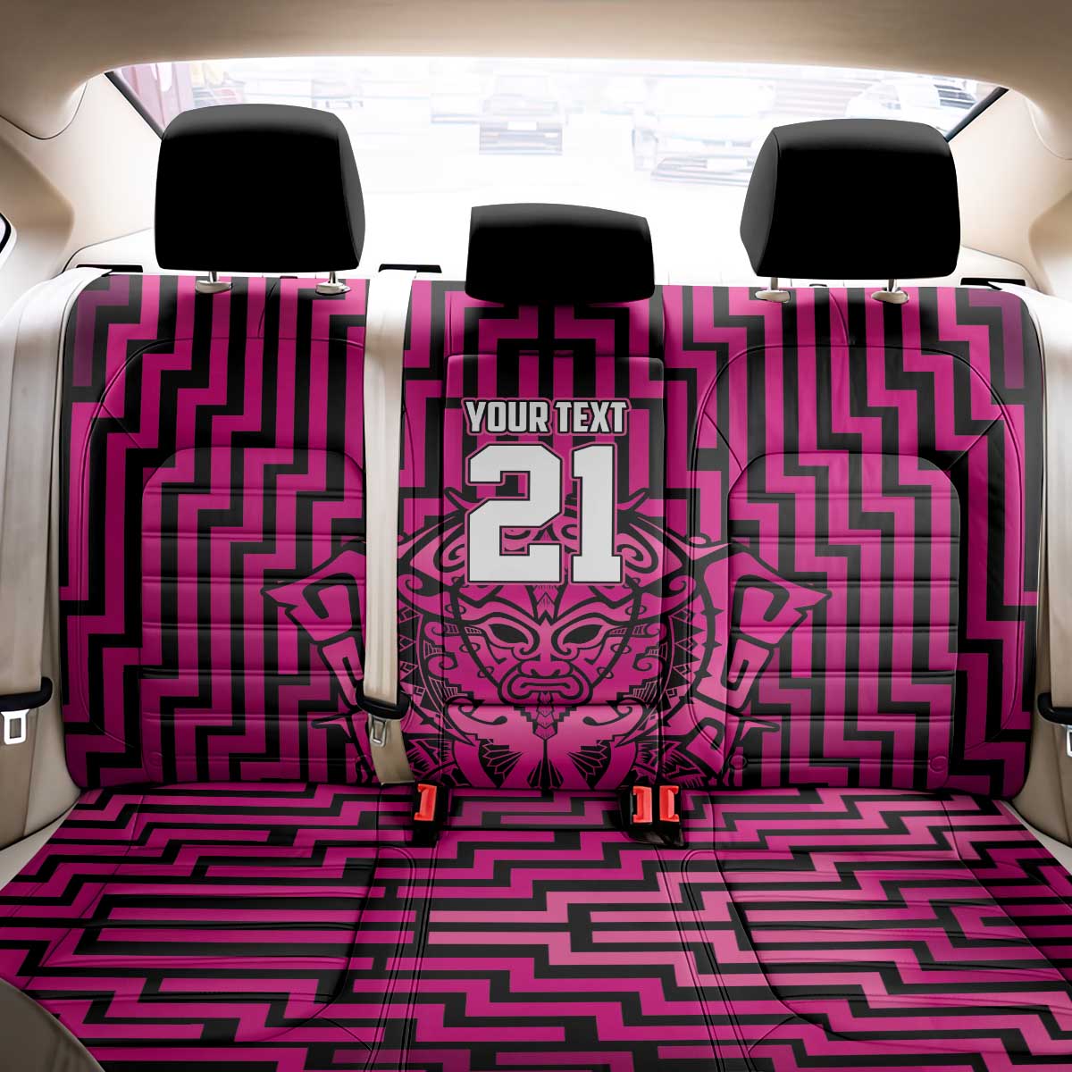 Custom Basketball New Zealand Back Car Seat Cover Pink Maori Ta Moko Indigenous - Polynesian Pride