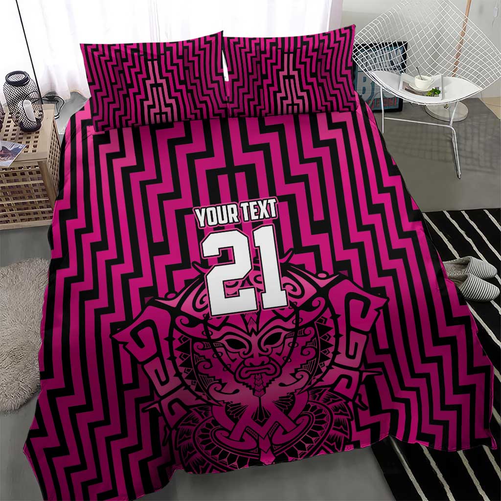 Custom Basketball New Zealand Bedding Set Pink Maori Ta Moko Indigenous - Polynesian Pride