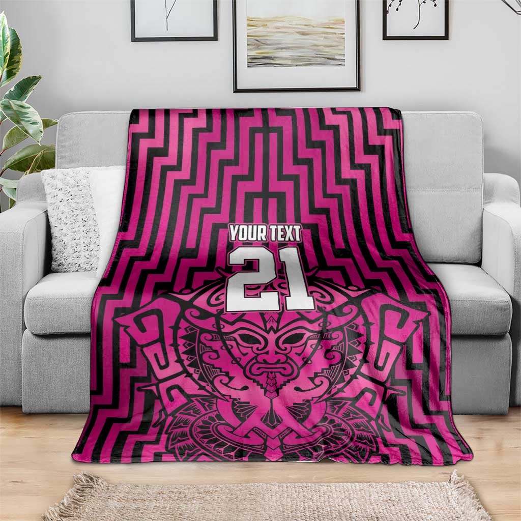 Custom Basketball New Zealand Blanket Pink Maori Ta Moko Indigenous - Polynesian Pride