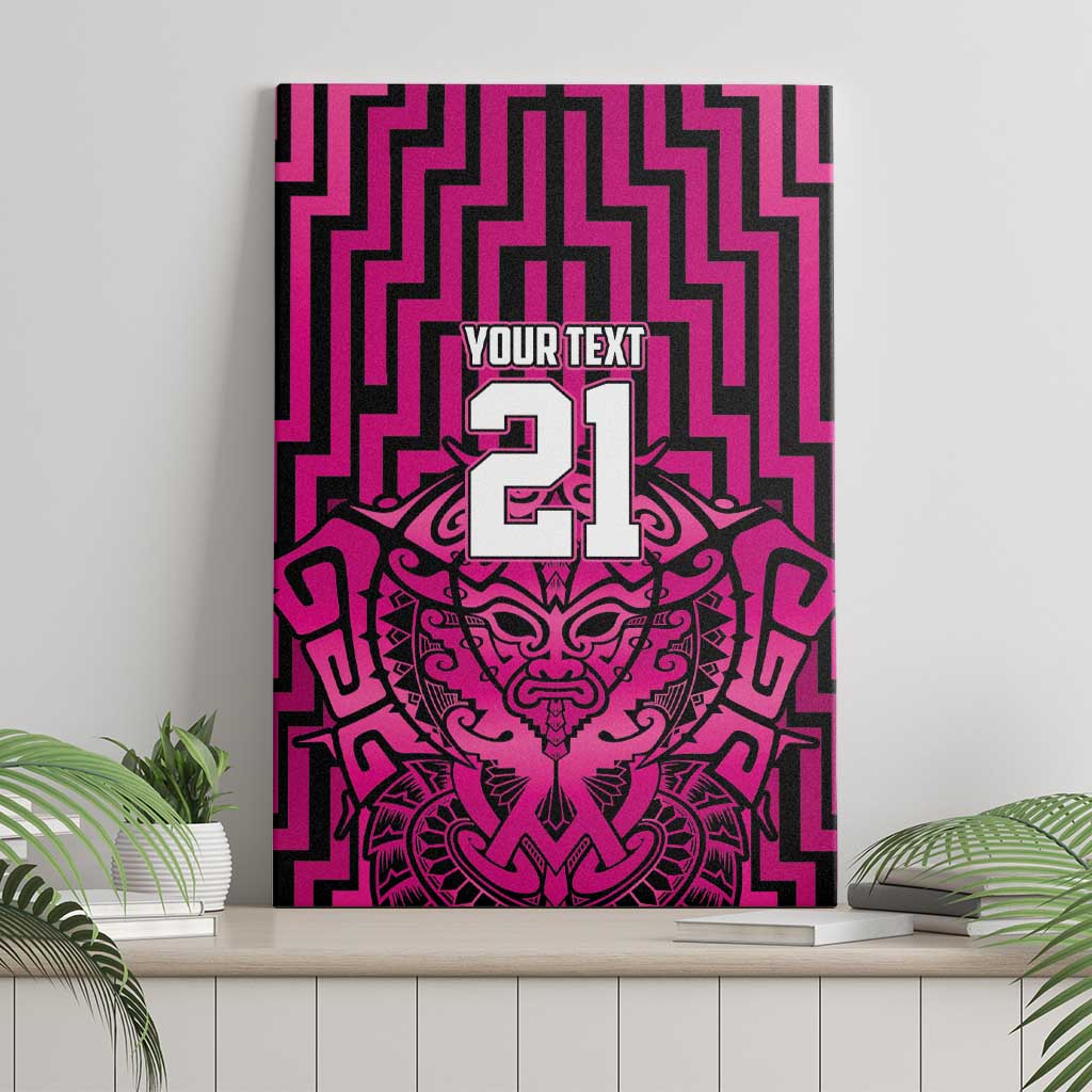 Custom Basketball New Zealand Canvas Wall Art Pink Maori Ta Moko Indigenous - Polynesian Pride