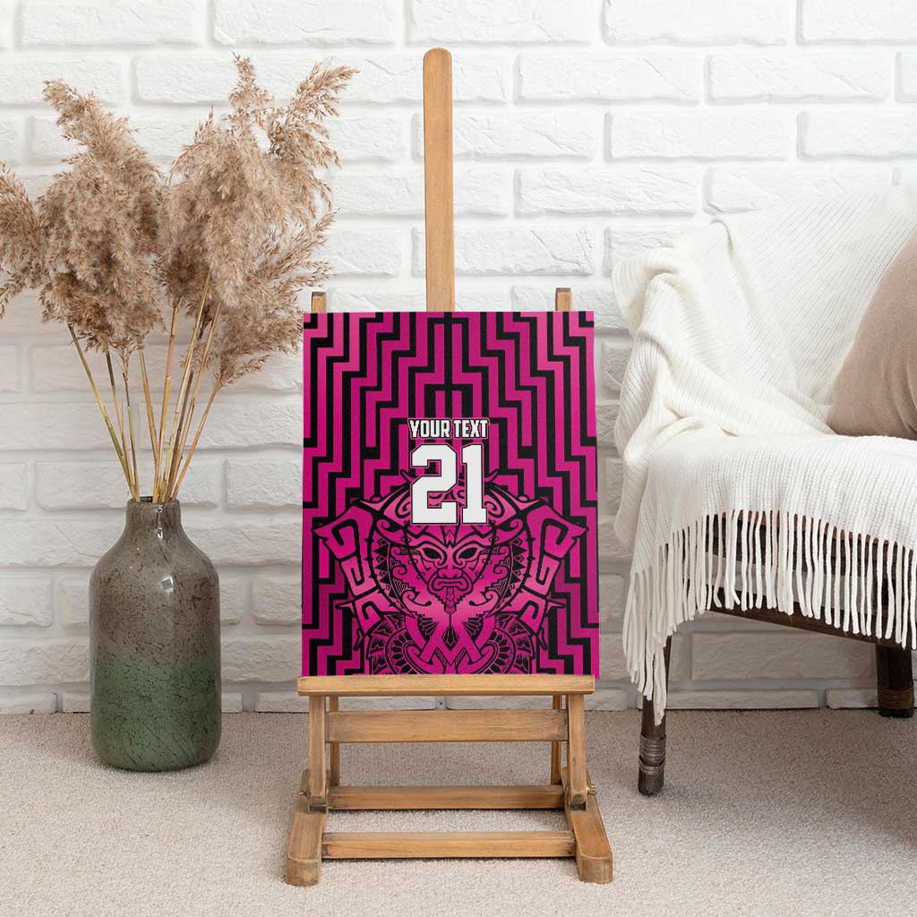 Custom Basketball New Zealand Canvas Wall Art Pink Maori Ta Moko Indigenous - Polynesian Pride