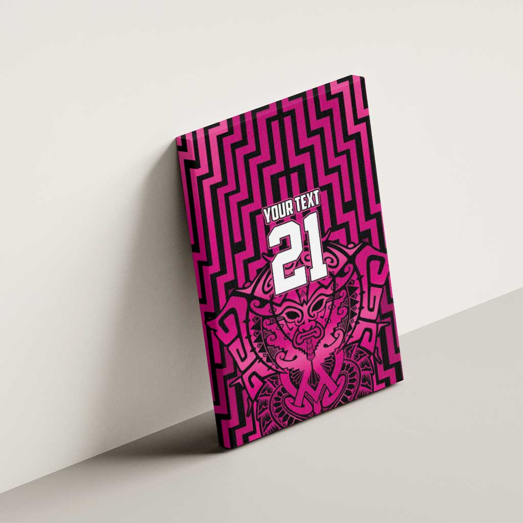 Custom Basketball New Zealand Canvas Wall Art Pink Maori Ta Moko Indigenous - Polynesian Pride