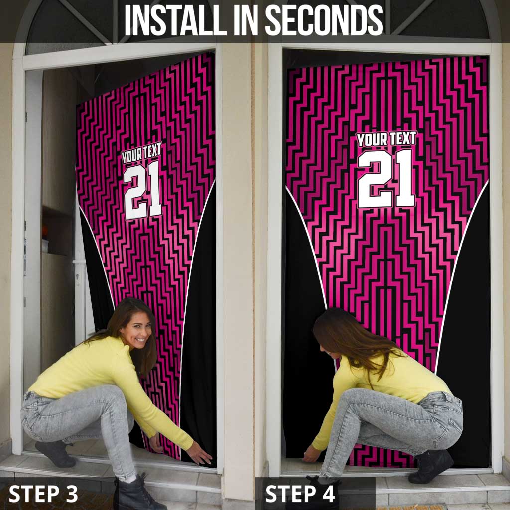 Custom Basketball New Zealand Door Cover Pink Maori Ta Moko Indigenous - Polynesian Pride