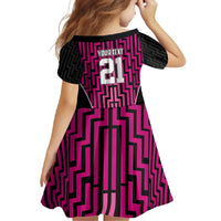 Custom Basketball New Zealand Family Matching Short Sleeve Bodycon Dress and Hawaiian Shirt Pink Maori Ta Moko Indigenous - Polynesian Pride