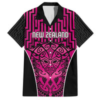 Custom Basketball New Zealand Family Matching Short Sleeve Bodycon Dress and Hawaiian Shirt Pink Maori Ta Moko Indigenous - Polynesian Pride