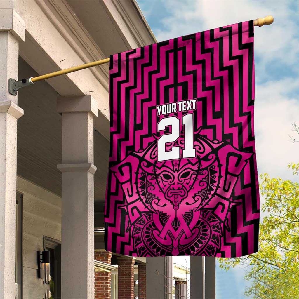 Custom Basketball New Zealand Garden Flag Pink Maori Ta Moko Indigenous - Polynesian Pride