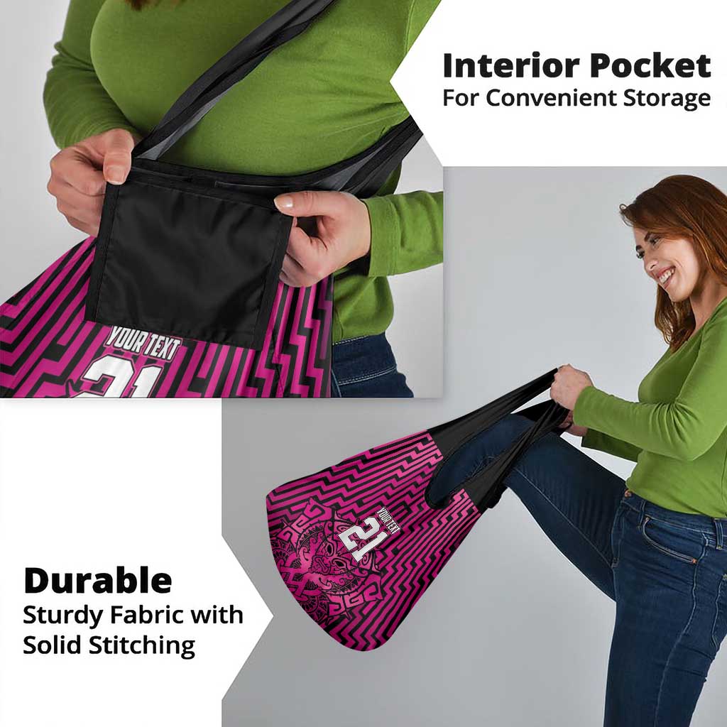 Custom Basketball New Zealand Grocery Bag Pink Maori Ta Moko Indigenous - Polynesian Pride