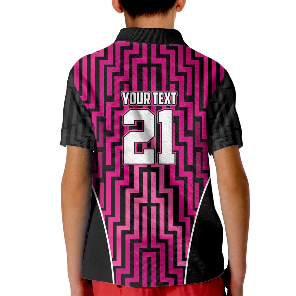 Custom Basketball New Zealand Kid Polo Shirt Pink Maori Ta Moko Indigenous - Polynesian Pride