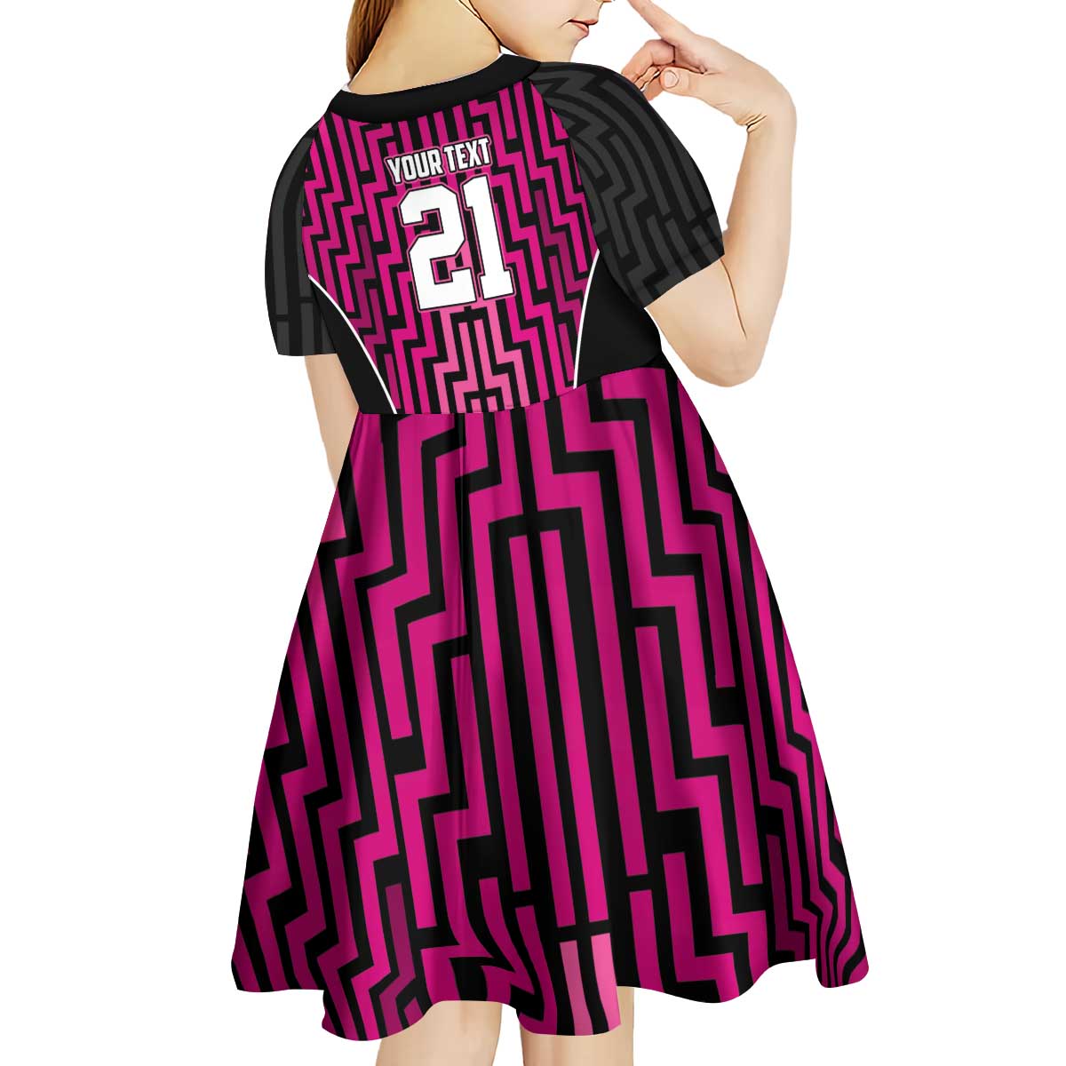Custom Basketball New Zealand Kid Short Sleeve Dress Pink Maori Ta Moko Indigenous - Polynesian Pride