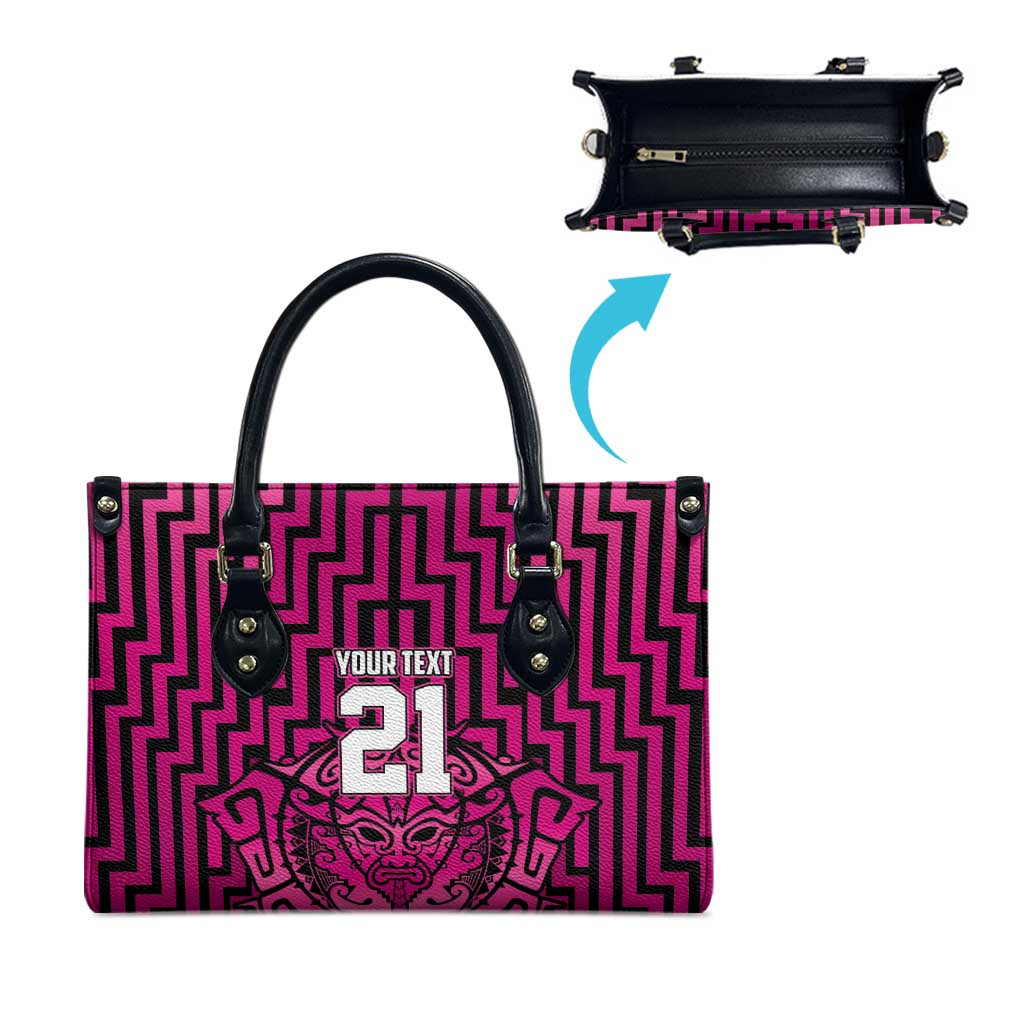 Custom Basketball New Zealand Leather Bag Pink Maori Ta Moko Indigenous - Polynesian Pride