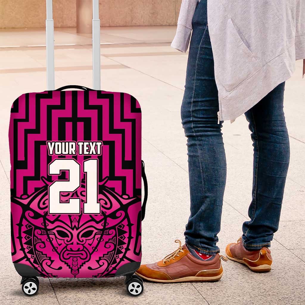 Custom Basketball New Zealand Luggage Cover Pink Maori Ta Moko Indigenous - Polynesian Pride