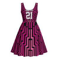 Custom Basketball New Zealand Midi Dress Pink Maori Ta Moko Indigenous - Polynesian Pride