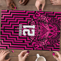 Custom Basketball New Zealand Puzzle Pink Maori Ta Moko Indigenous - Polynesian Pride