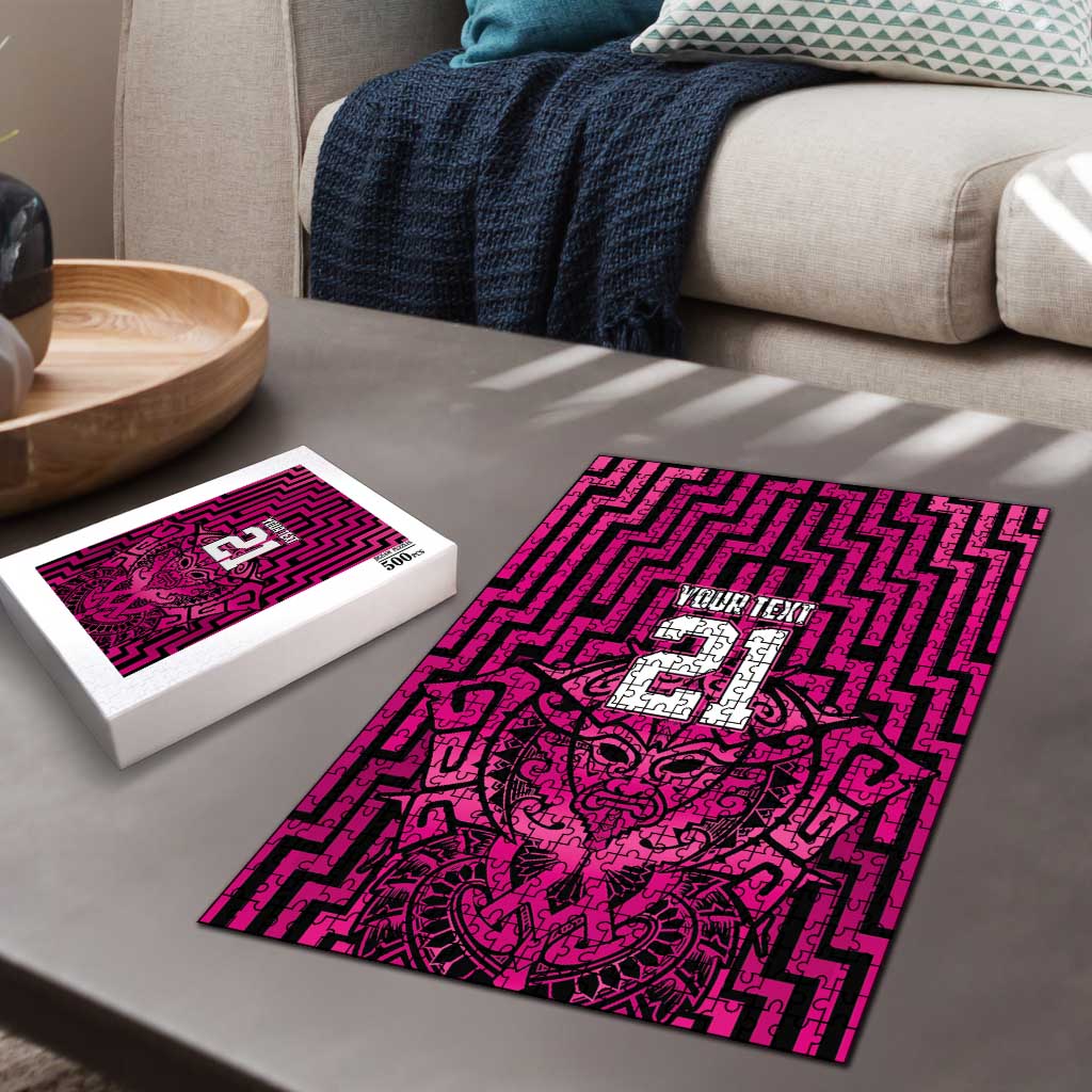Custom Basketball New Zealand Puzzle Pink Maori Ta Moko Indigenous - Polynesian Pride