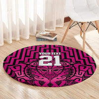 Custom Basketball New Zealand Round Carpet Pink Maori Ta Moko Indigenous - Polynesian Pride